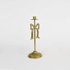 Bow Taper Candle Holders, Set of 2 Candle Stick Holders Set, Modern Decorative Centerpiece for Table Mantel Wedding Housewarming Gift (Vintage Gold)