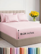 Extra Deep King Sheet Set - 6 Piece Breathable and Cooling Sheets - Hotel Luxury Bed Sheets Set - Easy Fit - Soft, Wrinkle Free and Comfy Sheets Set - Lavender Pink Sheet Set with Extra Deep Pockets