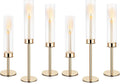 Hurricane Candle Holders Metal Candlestick Holder for Glass Taper Tall Candle Holders with Candles Stands for Home Decor, Christmas, Dinning, Wedding, Housewarming Gifts (6, Gold)