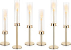 Hurricane Candle Holders Metal Candlestick Holder for Glass Taper Tall Candle Holders with Candles Stands for Home Decor, Christmas, Dinning, Wedding, Housewarming Gifts (6, Gold)