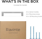 Ravinte 20 Pack Solid 5 Inch Center to Center Slim Square Bar Drawer Handles - Cabinet Hardware Brushed Nickel Pulls for Kitchen and Drawers