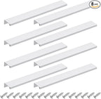 uxcell Cabinet Finger Edge Pull, 8pcs 250mm / 9.84" Aluminum Alloy Back Mount Hidden Cabinet Pulls Concealed Handle for Home Kitchen Drawer Cabinet, Silver
