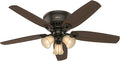 Hunter 52 inch Indoor Ceiling Fan with LED Lights - Bronze Ceiling Fan with Pull Chain, For Bedroom, Living Room, or Kitchen, Low Profile Mount, No Remote, 5 Blades - Builder 53327, New Bronze