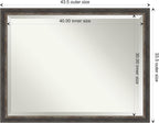 Amanti Art Brown Bathroom Mirror for Over Sink, 33x43 Bark Rustic Char Narrow Rectangle Vanity Mirror, X-Large Country Rustic Frame, Hangs Horizonally and Vertically, Bathroom Wall Decor, Beveled Edge