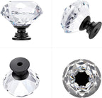Ravinte 25 Pack Crystal Knobs for Dresser Drawers - 30 mm Glass Cabinet Knobs With Black Base, Diamond Shaped
