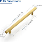 JOY DECOR 30 Pack 7-1/2 Inch Brushed Brass Square Cabinet Handles Stainless Steel Cabinet Hardware Pulls for Kitchen and Drawers with 10 Inch Overall Length