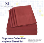 Twin Size Bed Sheets - 4 Piece 1500 Supreme Collection Fine Brushed Microfiber Deep Pocket Twin Sheet Set Bedding - 1 EXTRA PILLOW CASES, GREAT VALUE, Twin, Burgundy