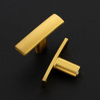 3 Pack Gold Cabinet Knobs - Curved Cabinet Pulls Brushed Brass Knobs for Kitchen Drawer Solid Dresser Pulls for Kitchen Hardware 1-3/4in Length Single Hole