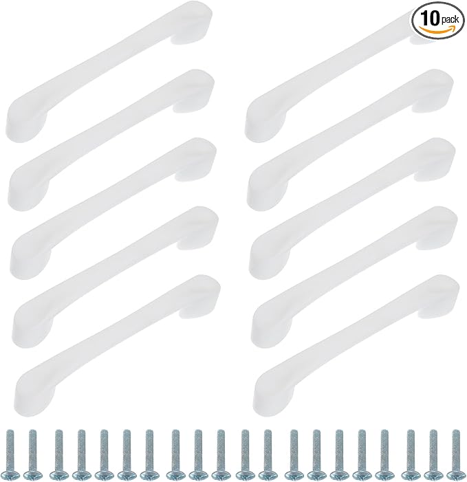 uxcell 10 Pack Plastic Cartoon Drawer Pulls, 5" ABS Closet Wardrobe Door Handle Furniture Accessory for Home Kitchen Cupboard, White