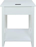 Casual Home Owl White Night Stand with USB Port , 17.5 in x 14.25 in x 24.5 in (W x L x H)