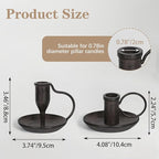 Matte Black Iron Candle Holder with Handle 2 Pcs Taper Candle Sticks Holder Decor Farmhouse Candlestick Holders for Home Wedding Party Dinning Table Centerpiece