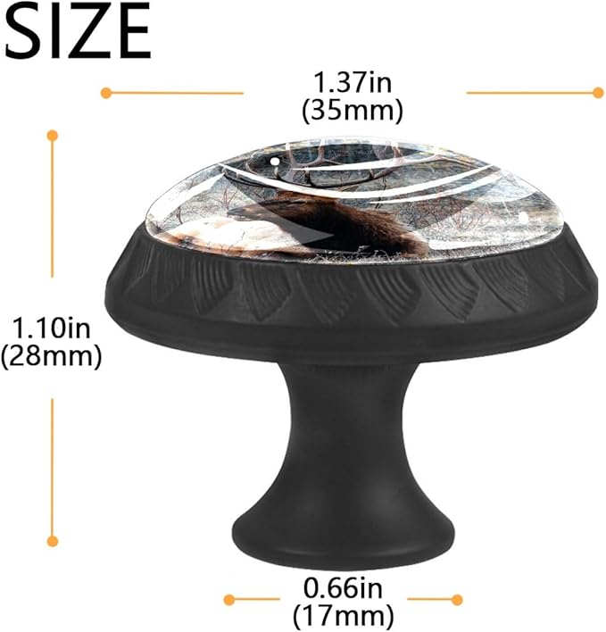 4 Pack Drawer Knobs Pulls Wildlife Elk Deer Crystal Glass Round Knobs Pulls Handles for Cabinets Dressers Kitchen Bathroom - Cupboards Wardrobes Hardware Furniture Knobs