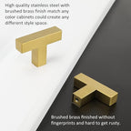 LONTAN 6 Pack Dresser Knobs Brushed Brass Kitchen Cabinet knobs Square Gold Cabinet Door Hardware for Bathroom Closet Cupboard