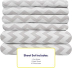 Full Size Bed Sheets - 6 Piece 1500 Supreme Collection Fine Brushed Microfiber Deep Pocket Full Sheet Set Bedding - 2 Extra Pillow Cases, Great Value, Full, Chevron Gray