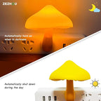 Night Lights Plug into Wall - 2-Pack Sensor LED Mushroom Light, Cute Energy Saving Mushroom Lamp for Kids Adults Living Room Bedroom Kitchen, Bathroom Toilet, Stairs, Hallway Corridor, Warm Yellow