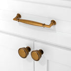 AR009 10 Pack Antique Brass Cabinet Knobs Single Hole Cabinet Pulls Round Kitchen Cabinet Knobs
