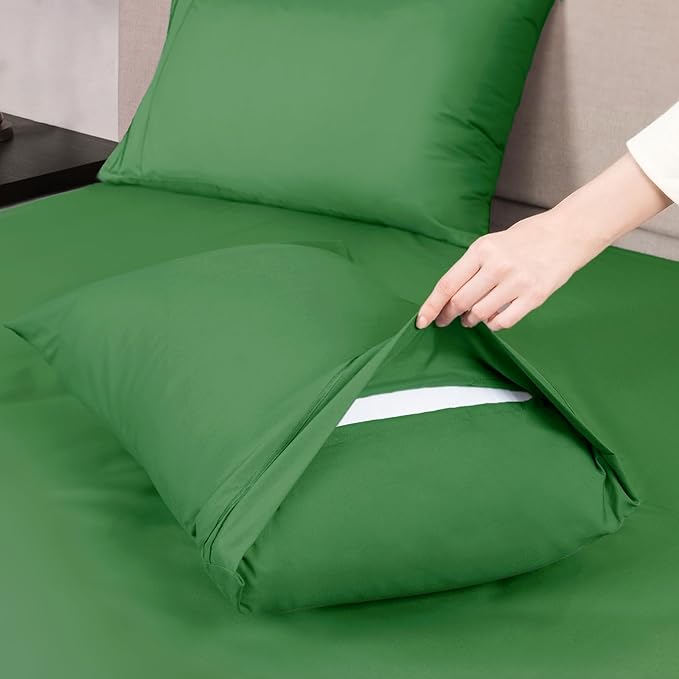 Mejoroom King Size Bed Sheet Set - Hotel Luxury 1800 Bedding Sheets & Pillowcases - 16" Deep Pocket Fitted Sheet, Soft, Breathable, Wrinkle & Fade Resistant - 4 Piece(King, Calla Green)