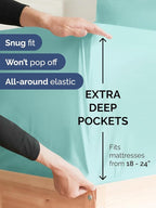 Extra Deep Full Sheet Set - 6 Piece Breathable & Cooling Sheets - Hotel Luxury Bed Sheets Set - Easy & Secure Fit - Soft, Wrinkle Free & Comfy Sheets Set - Spa Blue Sheet Set with Extra Deep Pockets