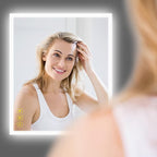 Wall-Mounted LED Square Bathroom Mirror, Makeup Mirror (36 inches x 30 inches,) 3 Color Stepless Dimmable Memory Bathroom Vanity Mirror with Lights CRI90+ 3000~6400K Smart Mirror with Touch