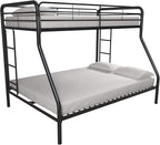 DHP Dusty Metal Bunk Bed with Secured Ladders, Twin/Full, Black