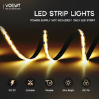 COB LED Strip Lights Warm White 3000K,16.4ft 12V High CRI 95Ra+ Super Bright,Flexible Tape Lights for Bedroom,Mirror,Kitchen Cabinet, Living Room(Power Supply Not Included)