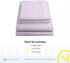Twin Sheets - Breathable Luxury Sheets with Full Elastic & Secure Corner Straps Built In - 1800 Supreme Collection Extra Soft Deep Pocket Bedding Set, Sheet Set, Twin, Lilac