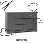 Storkcraft Brookside 6-Drawer Dresser (Gray) – GREENGUARD Gold Certified, Gray Dresser for Bedroom, Kids & Nursery Storage Chest, Safety Interlocking Drawers, Pre-Installed Tracks, Kids Chest