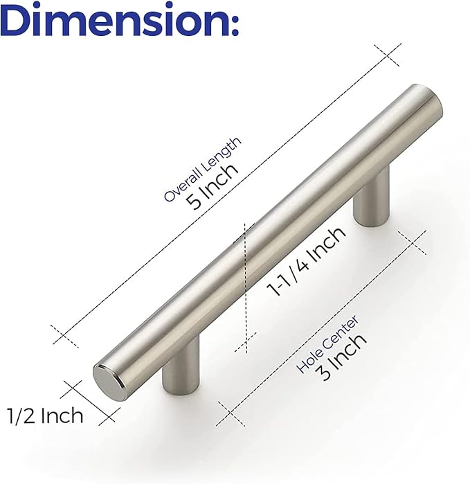 Ravinte 35 Pack 5'' Cabinet Pulls Brushed Nickel Stainless Steel Kitchen Drawer Pulls Cabinet Handles 3" Hole Center