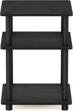 Furinno TURN-N-TUBE Side Table, 3-Tier End Table, Open Shelves Nightstand, Night Stand, Bedside Table, Easy Assembly, for Living Room, Bedroom, Blackwood