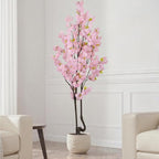 7.2ft Tall Pink Faux Cherry Blossom Tree for Home Decor, Likelike Artificial Silk Flower Cherry Branches Tree Indoor Outdoor, Sakura Tree Realistic Fake Flowering Plant for Living Room Wedding Office