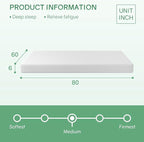 Queen Size Mattress,Fiberglass Free 6 Inch Green Tea Cooling Gel Memory Foam Mattress in a Box,Medium-Firm,Pressure Relief&Temperature Regulation,CertiPUR-US Certified,White