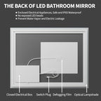 Koonmi 36x36 LED Bathroom Mirror, Backlit + Front Lit, LED Bathroom Mirror with Lights for Wall, 3 Colors, Anti-Fog, Dimmable Brightness, Memory Function, Tempered Glass