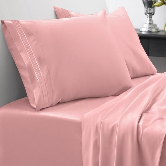 Full Size Sheet Sets - Breathable Luxury Sheets with Full Elastic & Secure Corner Straps Built In - 1800 Supreme Collection Extra Soft Deep Pocket Bedding Set, Sheet Set, Full, Pink