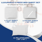 DREAMCARE King Size Sheets Set - Cooling Bed Sheets - 4pcs Set - up to 15" Deep Pocket King Sheet Set – Soft & Long Lasting Cooling - 100% Fine Brushed Polyester with Side Pocket - White