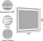 Koonmi 30x36 LED Bathroom Mirror, Backlit + Front Lit, LED Bathroom Mirror with Lights for Wall, 3 Colors, Anti-Fog, Dimmable Brightness, Memory Function, Tempered Glass