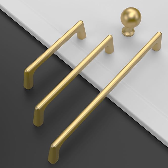 Amerdeco 30 Pack Brushed Gold Cabinet Pulls 5 Inch(128MM) Hole Centers Kitchen Cabinet Handles Hardware Kitchen Handles for Cabinets Cupboard Handles Drawer Pulls ZH0041