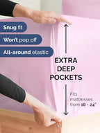 Extra Deep Twin Sheet Set - 4 Piece Breathable & Cooling Sheets - Hotel Luxury Bed Sheets Set - Easy & Secure Fit - Soft, Wrinkle Free & Comfy Sheets Set - Light Pink Sheet Set with Extra Deep Pockets