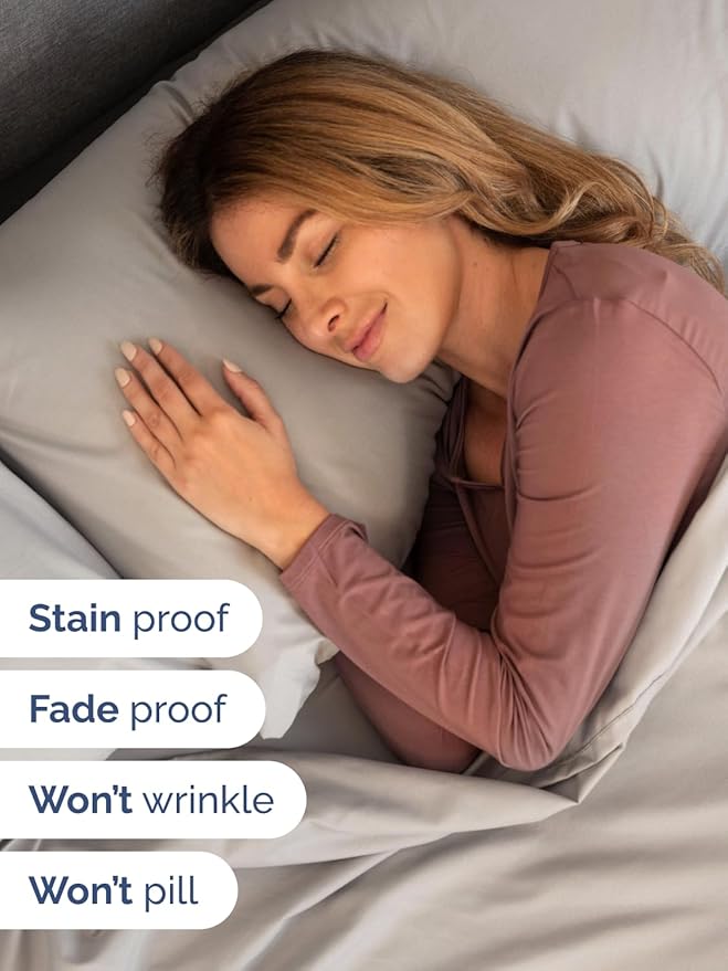 Extra Deep Full Sheet Set - 6 Piece Breathable & Cooling Sheets - Hotel Luxury Bed Sheets Set - Easy & Secure Fit - Soft, Wrinkle Free & Comfy Sheets Set - Light Grey Sheet Set with Extra Deep Pockets
