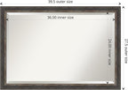 Amanti Art Brown Bathroom Mirror for Over Sink, 27x39 Bark Rustic Char Narrow Rectangle Vanity Mirror, Large Country Rustic Frame, Hangs Horizonally and Vertically, Bathroom Wall Decor, Beveled Edge