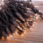 LIDORE Super Bright Clear Mini Christmas Tree String Lights, Gift for Decoration, 21.45FT 100 Count Bulbs with Brown Cord, UL Listed Indoor Outdoor Lighting for Holiday (Brown Cable, 2-Pack)