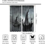 Viking Ship Blackout Curtains,Gloomy Misty Lake Landscape Fantasy Black White Color Sailing Dragon Boat Window Drapes for Boys Girls Bedroom Living Room,Norse Decor 63x72in