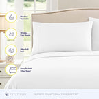 Split King Sheets - Breathable Luxury Sheets with Full Elastic & Secure Corner Straps Built In - 1800 Supreme Collection Extra Soft Deep Pocket Bedding Set, Sheet Set, Split King Size, White