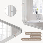 20x16"Bathroom Vanity Mirror for Wall, Aluminum Framed, Farmhouse Rectangle, Anti-Rust, HD Reflection Anti-Desilvering, Distortion Free, Tempered and Shatter-Proof Wall Mounted Mirror, Silver