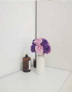Purple Artificial Roses 50 PCS Flowers with Stem, Fake Rose Heads Bouquets for DIY Wedding Decorations Centerpieces Arrangements Party Home Garden Porch Window Decor