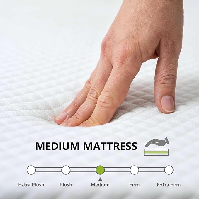 BestMassage | 5 Inch Twin XL Mattress | Gel Memory Foam | Medium Firm Feel | White | Bed in a Box, CertiPUR-US Certified | Pressure Relief, Cooling Ventilated Foam | Breathable Knit Cover