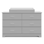 Storkcraft Brookside 6-Drawer Dresser (Pebble Gray) – GREENGUARD Gold Certified, Gray Dresser for Bedroom, Kids & Nursery Storage Chest, Safety Interlocking Drawers, Pre-Installed Tracks, Kids Chest