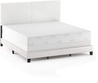 FURINNO Pessac PU Leather Upholstrered Platform, King, White