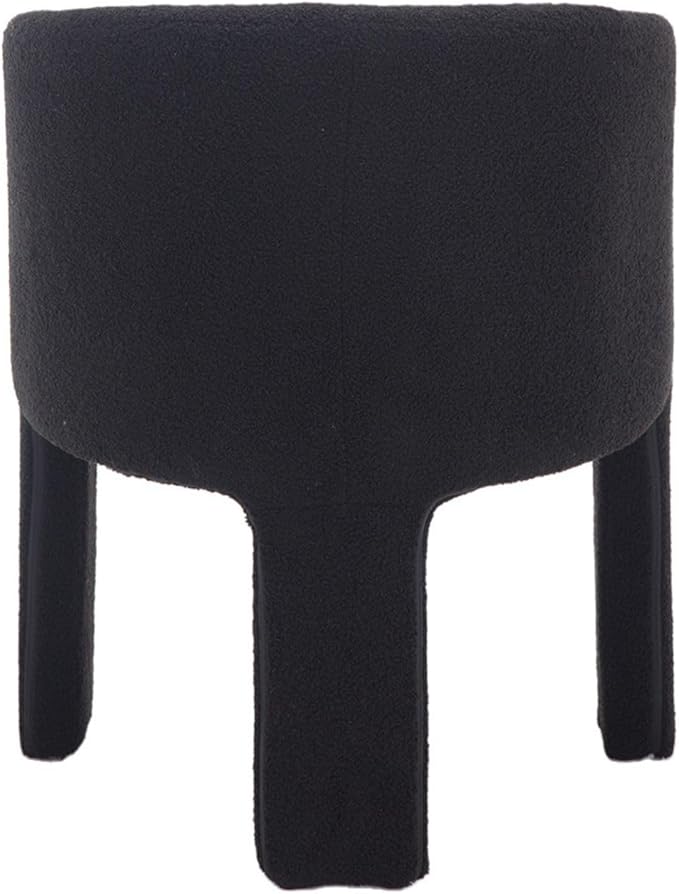 Modern Sherpa Barrel Dining Chairs Set of 5, Upholstered Boucle Dining Chairs Accent Chairs with Arms Comfy Makeup Vanity Chairs, Dining Living Room Kitchen Chairs, Black