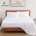 LANE LINEN 100% Organic Cotton Twin Sheets Set, 3PC Twin Bed Sheets, Cotton Sheets Twin Size Bed Set, Dorm Room Essentials with 15" Deep Pocket Fitted Sheet - Charcoal & White Twin Sheets (2 Pack)