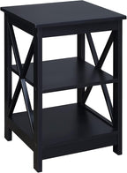 Convenience Concepts Oxford End Table 15.75" - Modern Living Room Table with Storage Shelves, Transitional Nightstand Side Table for Home Decor and Display, Black